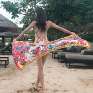 Blossom Print Sexy One Piece Swimsuit and Cover Up - Image 3