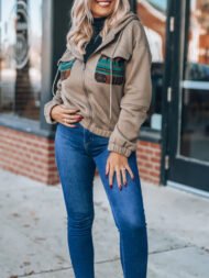 Vintage Western Aztec Fleece Zip Up Hoodie Jacket - Image 2