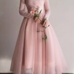 Women's Dresses Crew Neck Mesh Panel Long Sleeve Dress