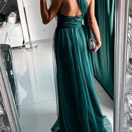Women's Dresses One-Shoulder Mesh Sleeveless Evening Dress